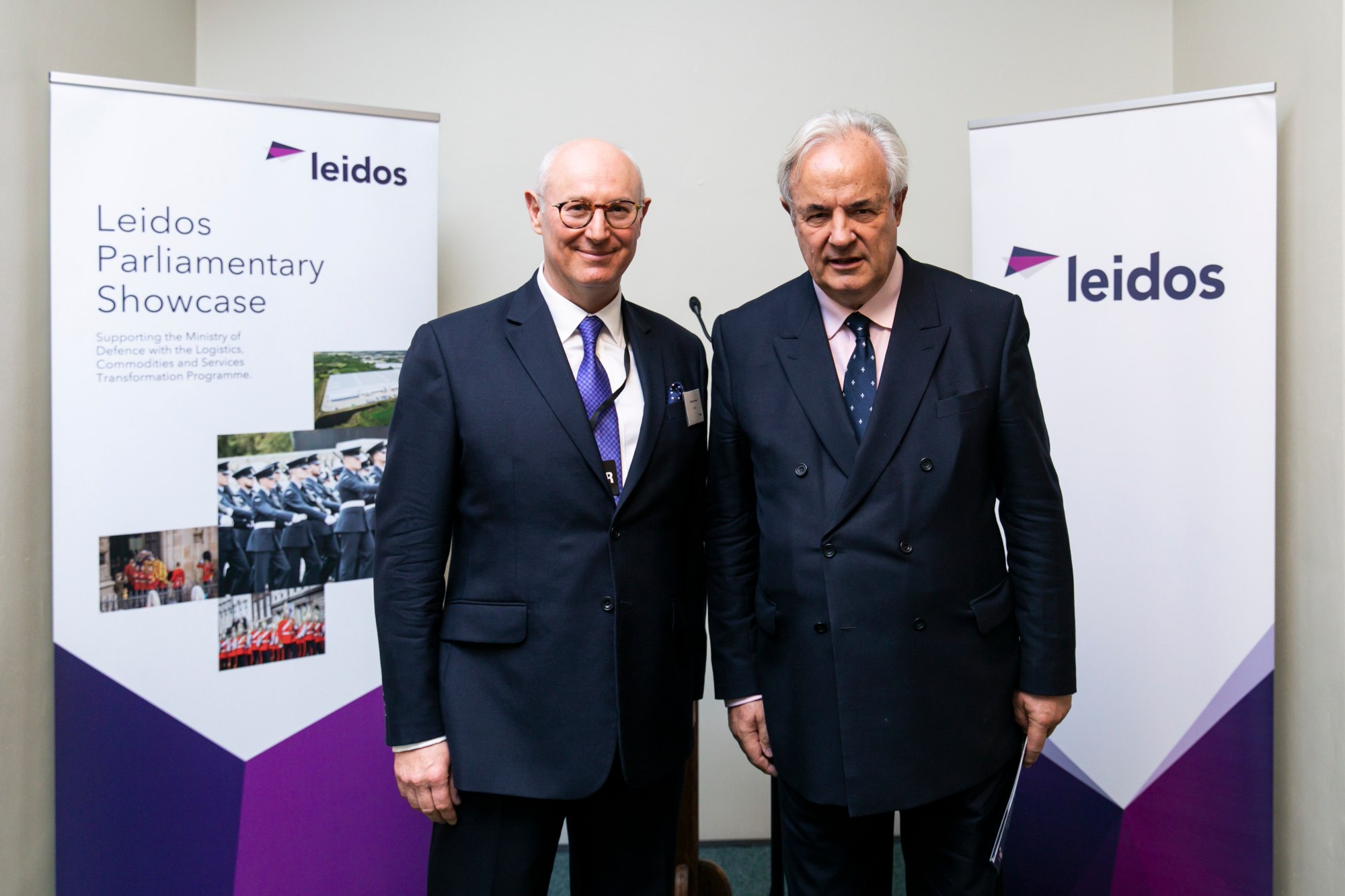 Leidos UK and Europe CEO, Simon Fovargue, pictured with Chair of the Armed Forces APPG and reception host, James Gray MP | Credit: Visual Eye